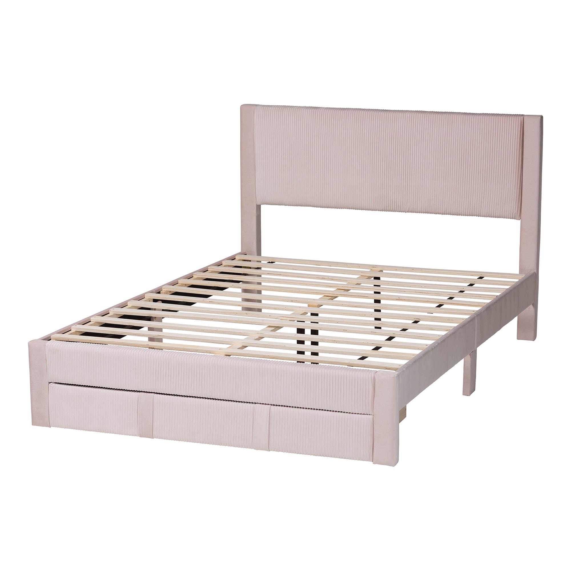 Baxton Studio Elora Modern Storage Bed, Queen, Light Pink