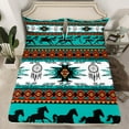 thumbnail image 2 of jejeloiu Boho Bohemian Print Twin Sheet Sets,Western Cowboys Horse Twin Fitted Sheet,Ancient Dreamcatcher Flat Sheet For Boys Kids,Lightweight Bedroom Decorative,3pcs, 2 of 7