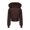 #Brown, variant on DPTALR Women's Solid Color Long-Sleeved Hooded Short Zipper Parka,Black,Size L