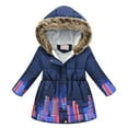 thumbnail image 3 of Chaqueta con capucha de algodón de felpa con capucha para niños, abrigo cortavientos, Chaqueta de algodón con cintura de felpa de longitud media para niños y niñas, 3 of 5