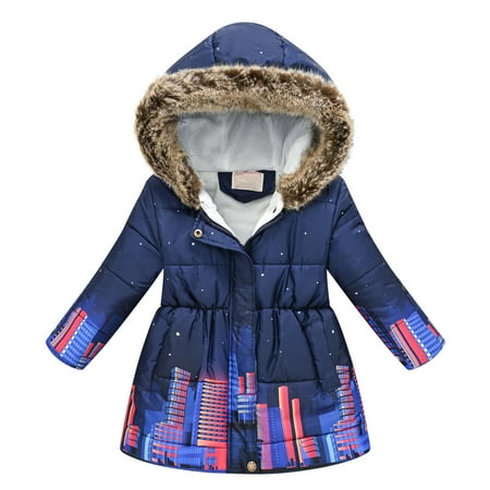 

nsendm Toddler Girls Winter Long Sleeve Fashion Thick Warm Hooded Down Soft Coat Reversible Sequin Jacket for Girls Coat Blue 2-3 Years