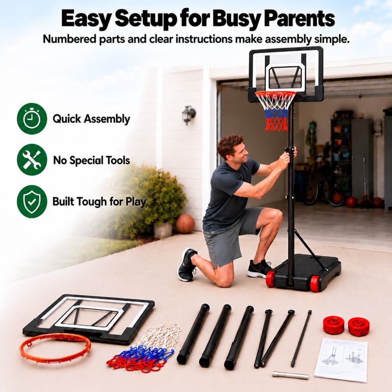 Gvdv Basketball Hoop, 33-inch, 3.8-7ft Adjustable photo 5
