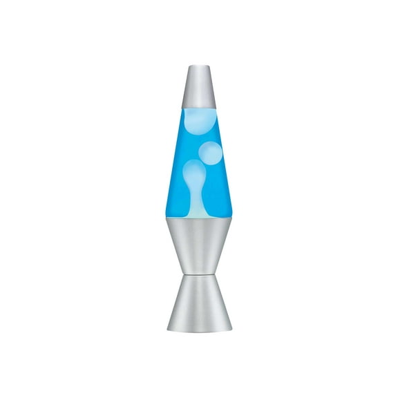 WD-40 Lava Lamp 11.5” Silver Base Lava Lamp, White Wax in Blue Liquid