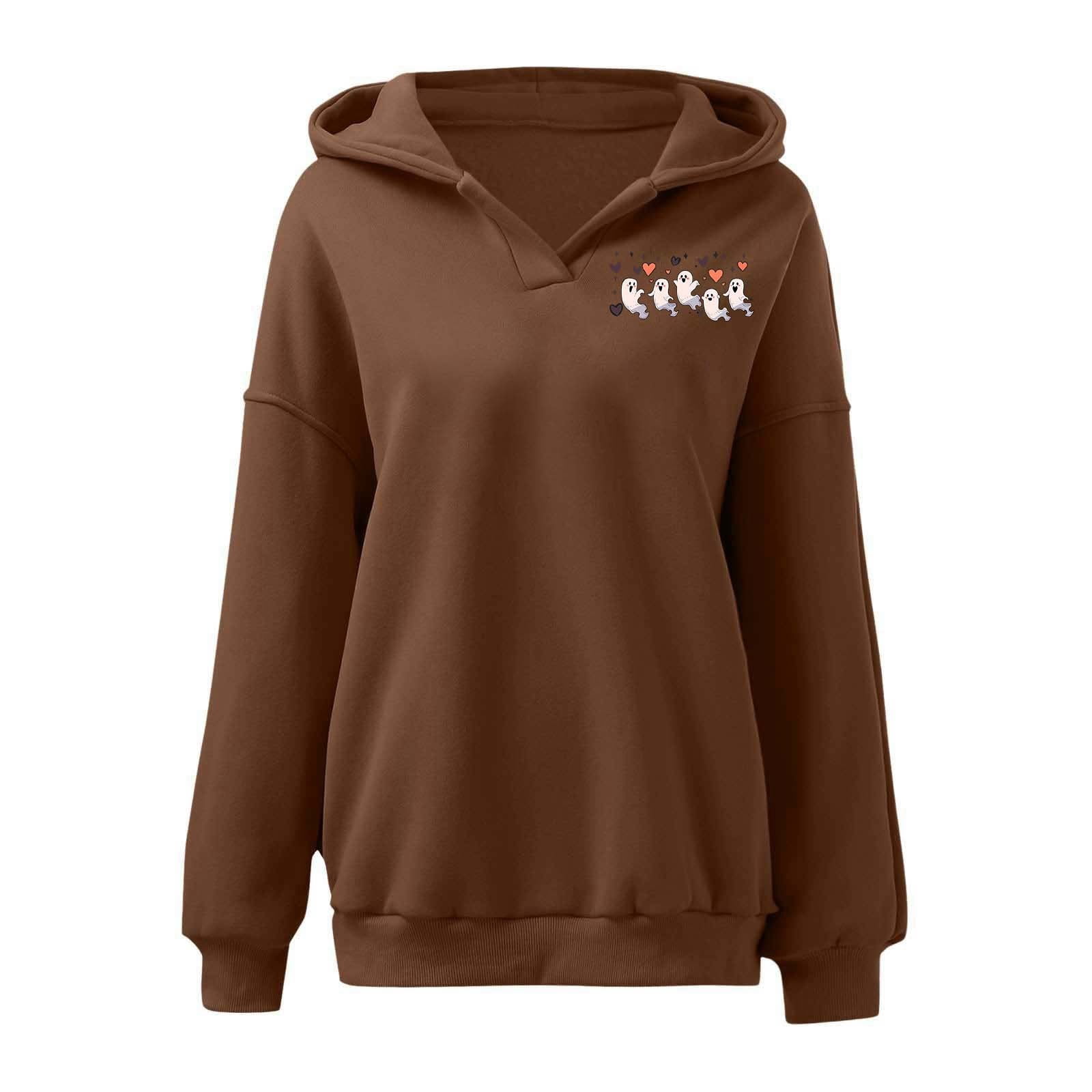 And Winter Fashion Cute Printed Women's Hooded Sweatshirt Without Pockets Zip up Hoodie Womens Women's Hooded Sweatshirt Clothe Sweatshirt Long Sleeve Button down Sweatshirt Sweatshirt Women Pullover