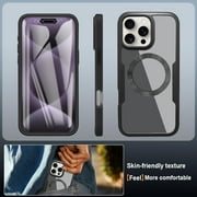 Shelltech Case for iPhone 16 Pro Max,360° Full Body Protective Built-in Screen Protector Compatible with MagSafe Case Ultra-Thin TPU+PC Shockproof Clear Back Cover for iPhone 16 Pro Max,Black
