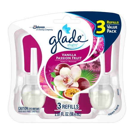 Glade PlugIns Scented Oil 3 Refills  Air Freshener  Vanilla Passion Fruit  3 x .67 oz