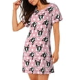 thumbnail image 2 of Kdxio French Bulldog Pattern Womens Short Sleeve Sleepshirt Scoopneck Cute Nightdress Ruffle Comfy Nightgown, 2 of 6