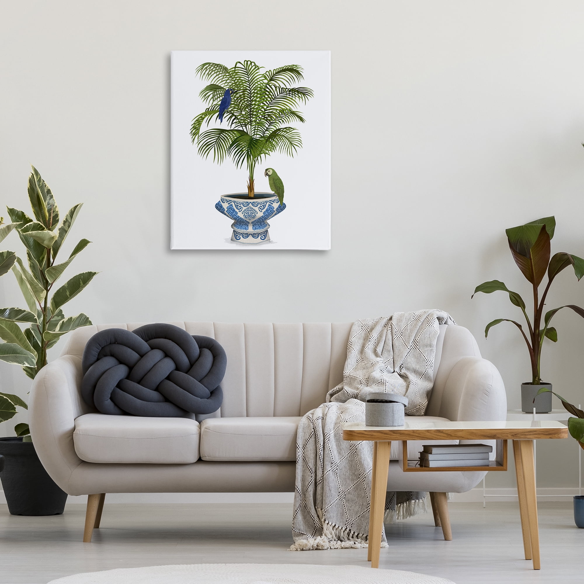 Stupell Industries Parrots on Ornate Planter Botanical & Floral Painting Gallery Wrapped Canvas Art Print Wall Art, 30 x 40
