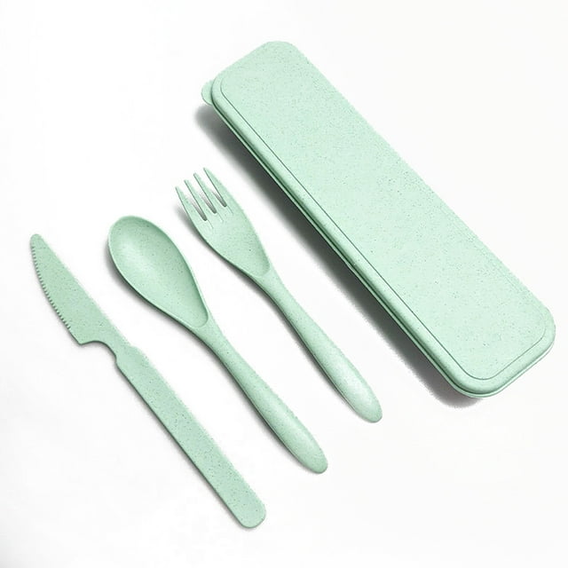 paramount Tableware Set Washable Solid Color Children Flatware Kit Indoor Outdoor Preschool Hiking Holiday Dinnerware Green 1Set