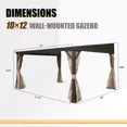 thumbnail image 2 of Domi 10x12FT Lean to Gazebo with Aluminum Frame, Outdoor Hardtop Wall Mounted Gazebo w/ Sloping Galvanized Steel Roof, Netting Curtain for Deck,Backyard, 2 of 9