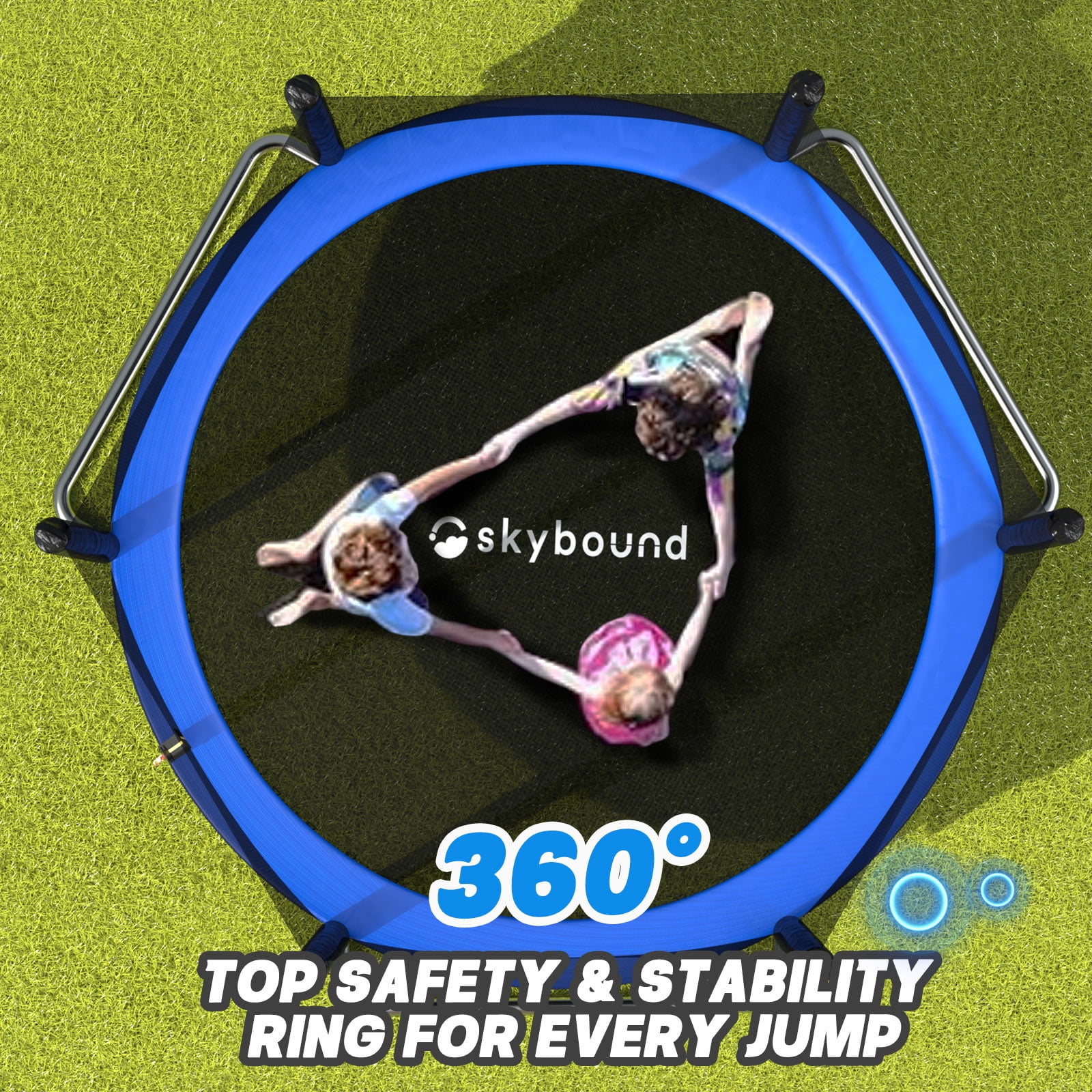 SkyBound 8 FT  Trampoline with Enclosure - Recreational Trampolines with  L-Shaped Legs for Extra Stability - Outdoor Trampoline for Kids and Adults