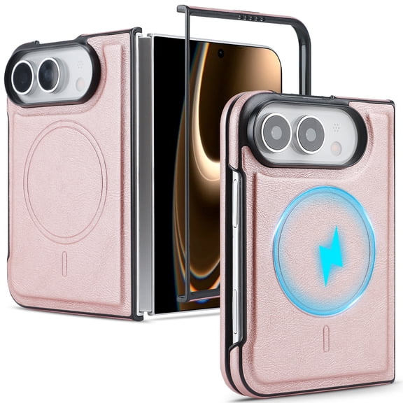 Mynvo Magnetic Case for iPhone Duo, Support Wireless Charging Non-Slip Matte Anti-Fingerprint Protective Bumper Shockproof Back Cover, Rosegold