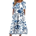thumbnail image 3 of TaTaai Women's Floral Print Short Sleeve Knee-Length Dress with Round Neck, Breathable Fabric, and Casual Summer Style Gift, 3 of 7