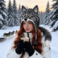 thumbnail image 4 of Hood Hat DIY Crochet Kit Adult Hand Knit Craft Supply Setm, Animal Hood Hat DIY Crochet Kit Beginner Hand Knitting Craft Supplies, DIY Craft Gift for Adults(Wolf), 4 of 6
