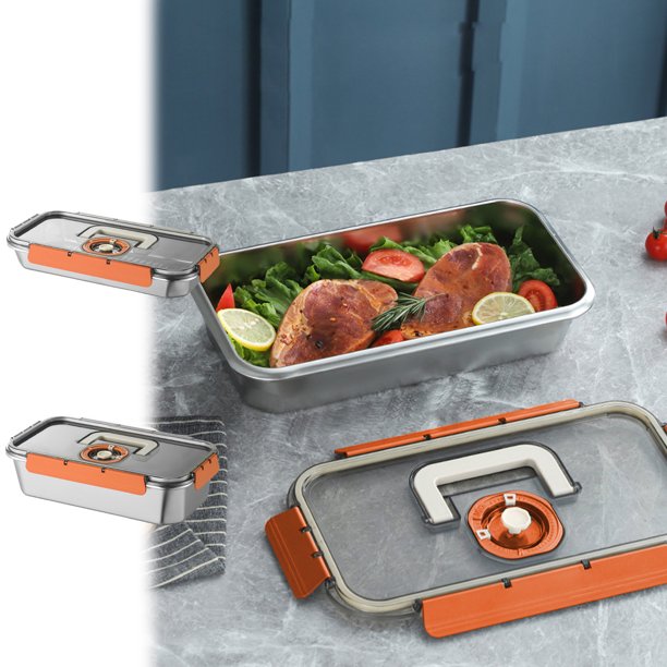 XWSHYW Almacenamiento y Organización de La Cocina. Caja Sellada Rectangular Acero Inoxidable 304 con Estuche Portátil Organizador de Transporte