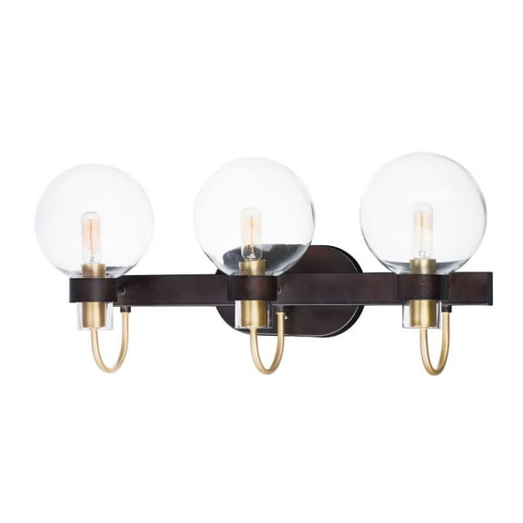 Maxim 30513CLBZSBR 23 in. Bauhaus Three-Light Bath Vanity Wall Light, Bronze & Satin Brass