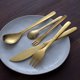 thumbnail image 2 of Vajilla de acero inoxidable Cuchillo y tenedor dorados para carne Tenedor de postre Cuchara Restaurante de lujo ligero Assiettes De Table, 2 of 3