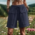 thumbnail image 3 of Summer Shorts for Women with Pockets 100% Cotton Casual Fashionable Cargo Five Quarter Shorts, 3 of 7