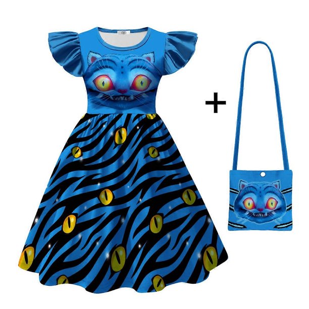 Vestido de seda color leche con estampado de tigre K-POP y mangas abullonadas para niñas, con bolso, estilo coreano, disfraz de actuación para niños, varios estilos, 100-150 cm