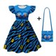 thumbnail image 1 of Vestido de seda color leche con estampado de tigre K-POP y mangas abullonadas para niñas, con bolso, estilo coreano, disfraz de actuación para niños, varios estilos, 100-150 cm, 1 of 5