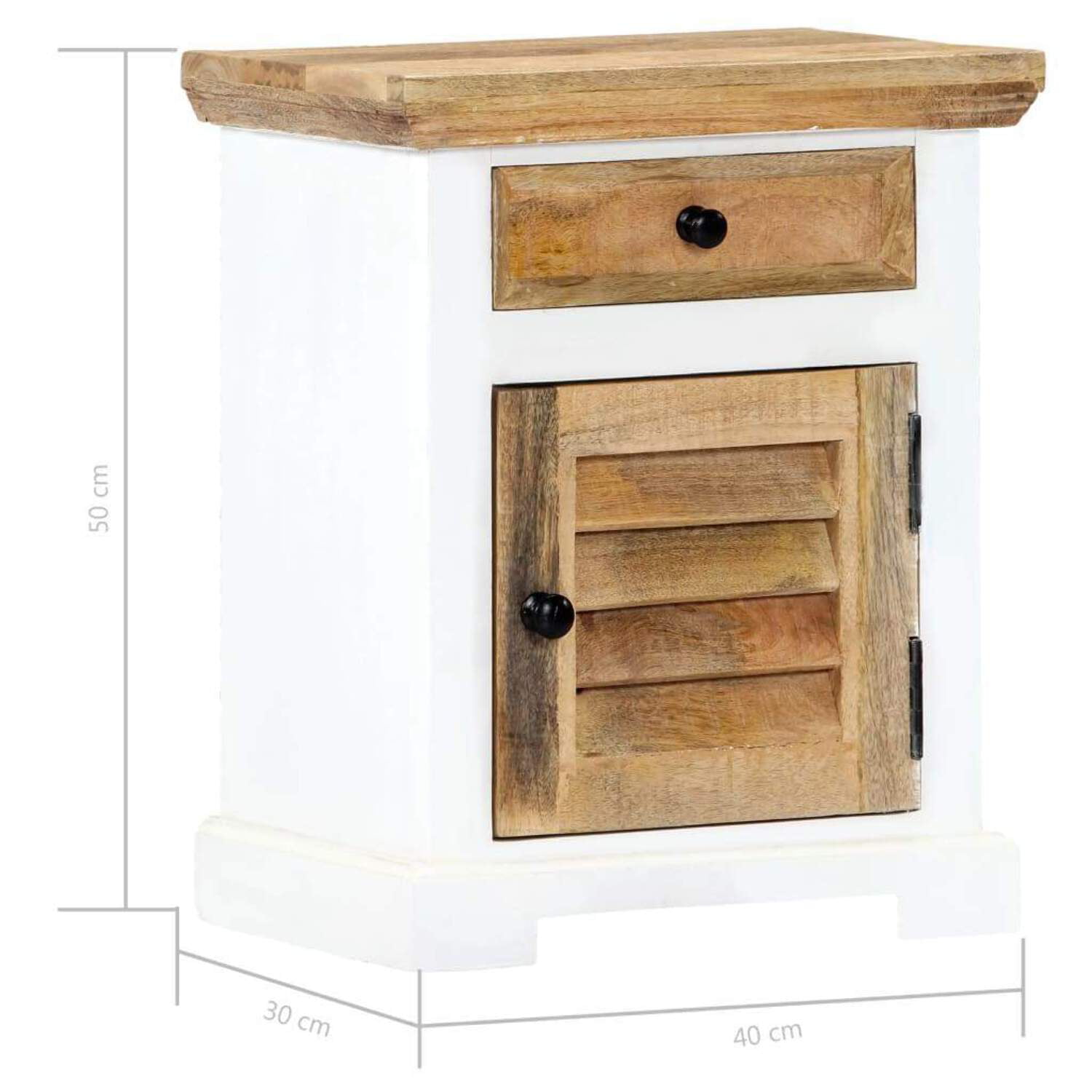 Details about   vidaXL Nightstand White and Brown 15.7"x11.8"x19.6" Solid Rough Mango Wood 