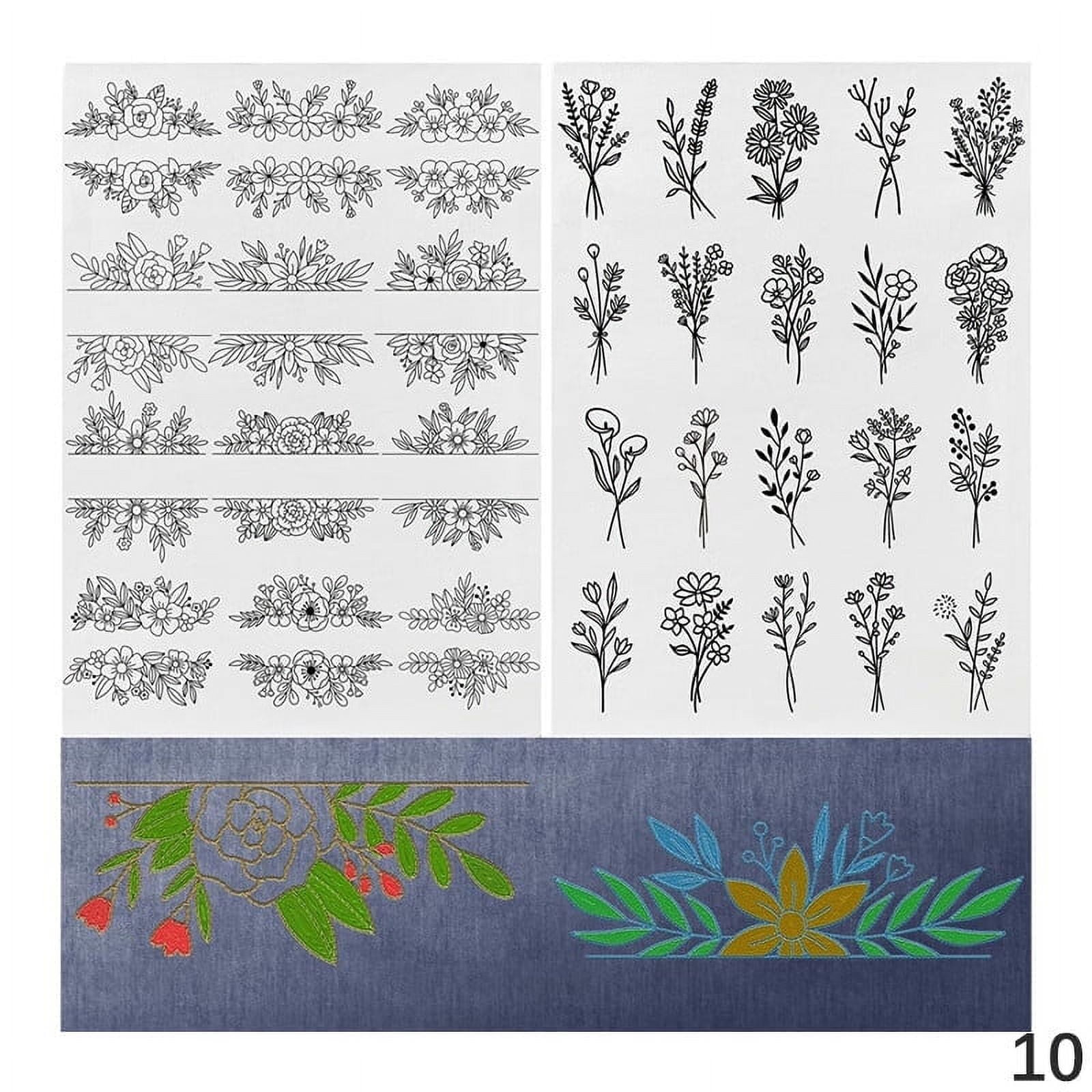 4 Feuilles Stabilisateurs Broderie Animaux Forêt - 51 Motifs Solubles Dans L'Eau