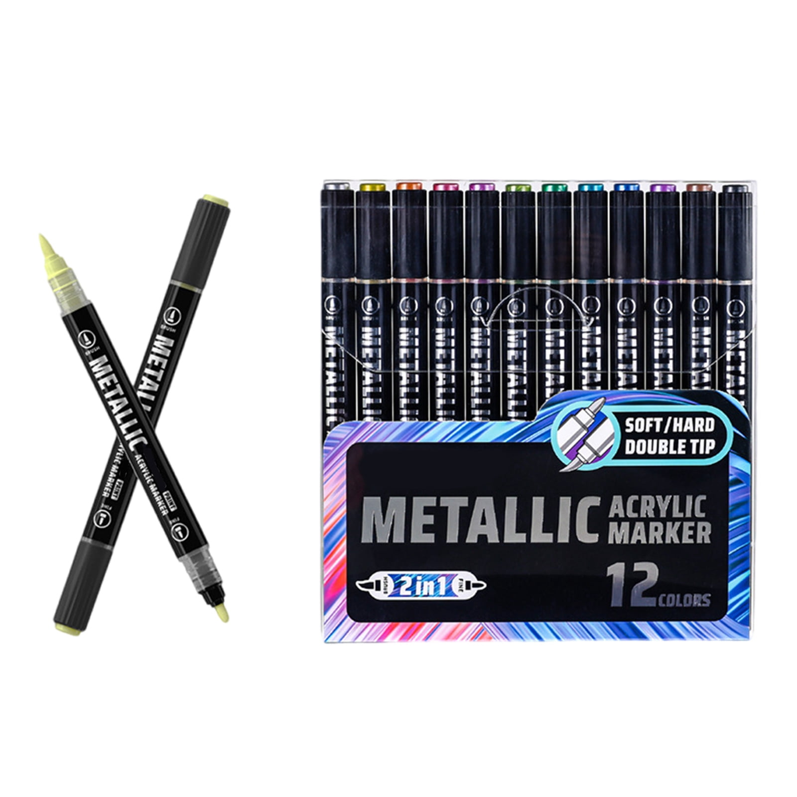 Double Headed Liquid Acrylic Paint Pen Quick Dry Metallic Acrylic Marker for Drawing Scrapbooking Card Making Journaling