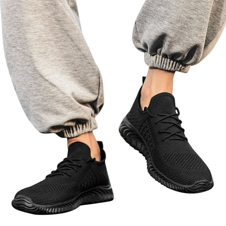 PEASKJP Hiking Shoes Men Slip-on Comfort Shoes Casual Outdoor Walking Shoes Trail Sneaker Black 9