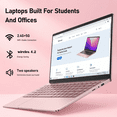 thumbnail image 4 of 14.1" Pink Laptop with Rechargeable Silent Mouse, 2026 NEW Thin and Light Notebook PC Computer for Student, 8GB RAM 128GB SSD, Intel Celeron Processor, HD Display USB3.0 Webcam for Lady & Teen Girls, 4 of 7