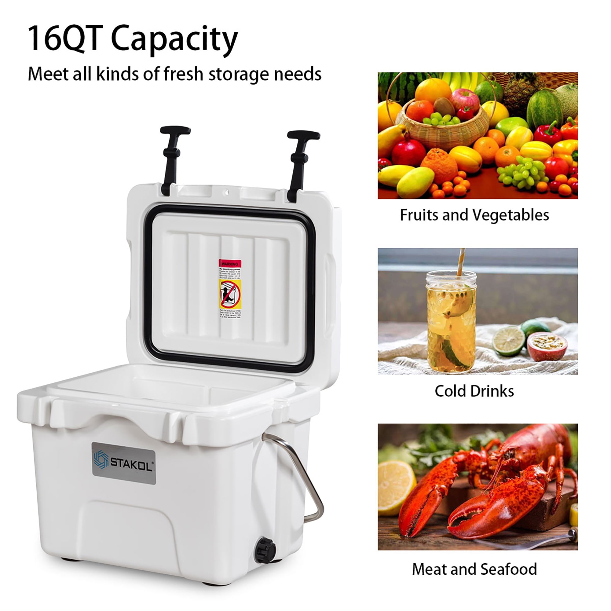 Costway 16 Quart Ice Chest Cooler, Leak-Proof, 24 Cans, White