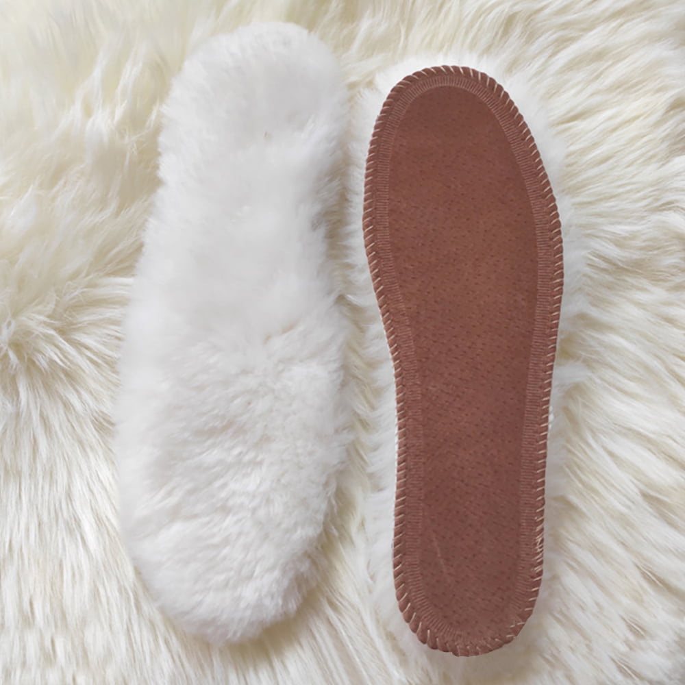 1Pair Unisex Sheepskin Sheep Wool Shoe Insoles Soft Boot Inner Soles Warm Fluffy