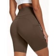 thumbnail image 6 of NELEUS Womens 8" High Waist Spandex Shorts Yoga Workout Biker Athletic Shorts with Pockets,Coffee Brown,US Size M, 6 of 9