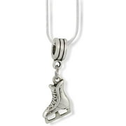 Emerald Park Jewelry Ice Skates Necklace | (Female Laces Middle Support on Blade) Charm Snake Chain Necklace