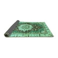 thumbnail image 2 of Ahgly Company Indoor Round Abstract Turquoise Blue Modern Area Rugs, 5' Round, 2 of 4