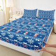 thumbnail image 3 of Manfei Merry Christmas Twin Sheet Sets,Snowmen Candy Cane Twin Fitted Sheet,Blue White Flat Sheet For Kids Girls,Super Cozy Room Decor,3 Pieces, 3 of 7
