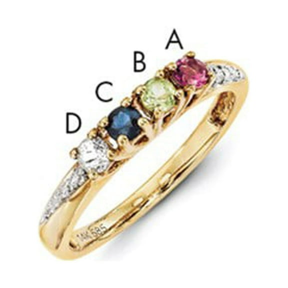 14K Yellow Gold Ring Band Mother's & Family Semi Mount Diamond center Stone Mounting 4 mm