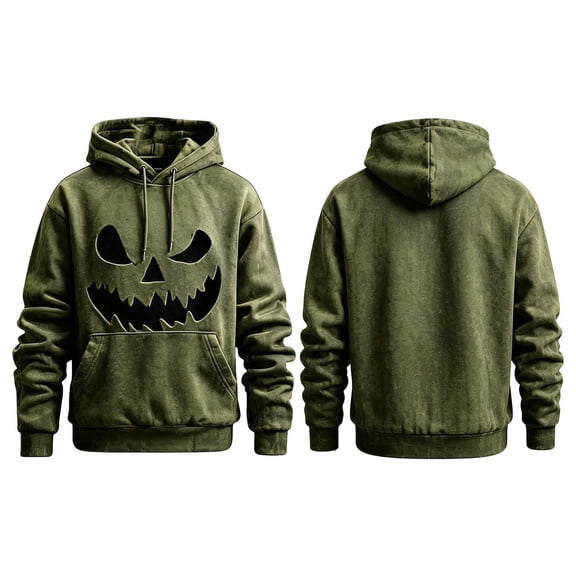 Ruiwill Halloween Mens Hoodie Winter Graphic Print Pullover Mens Sweatshirt Hoodie