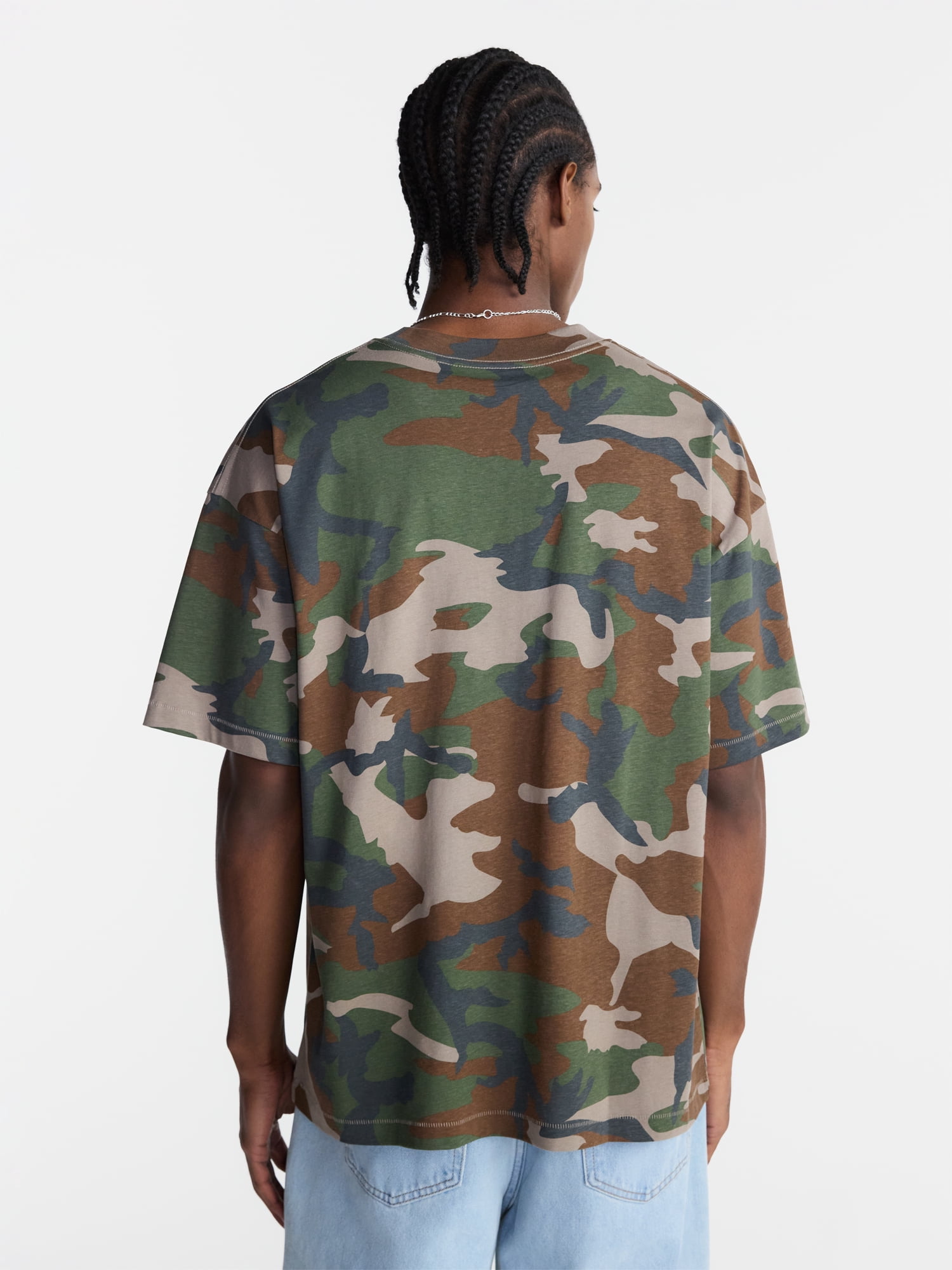 No Boundaries Cotton Oversized Cropped Tee with Short Sleeves, Men's and Big Men's XS-5XL
