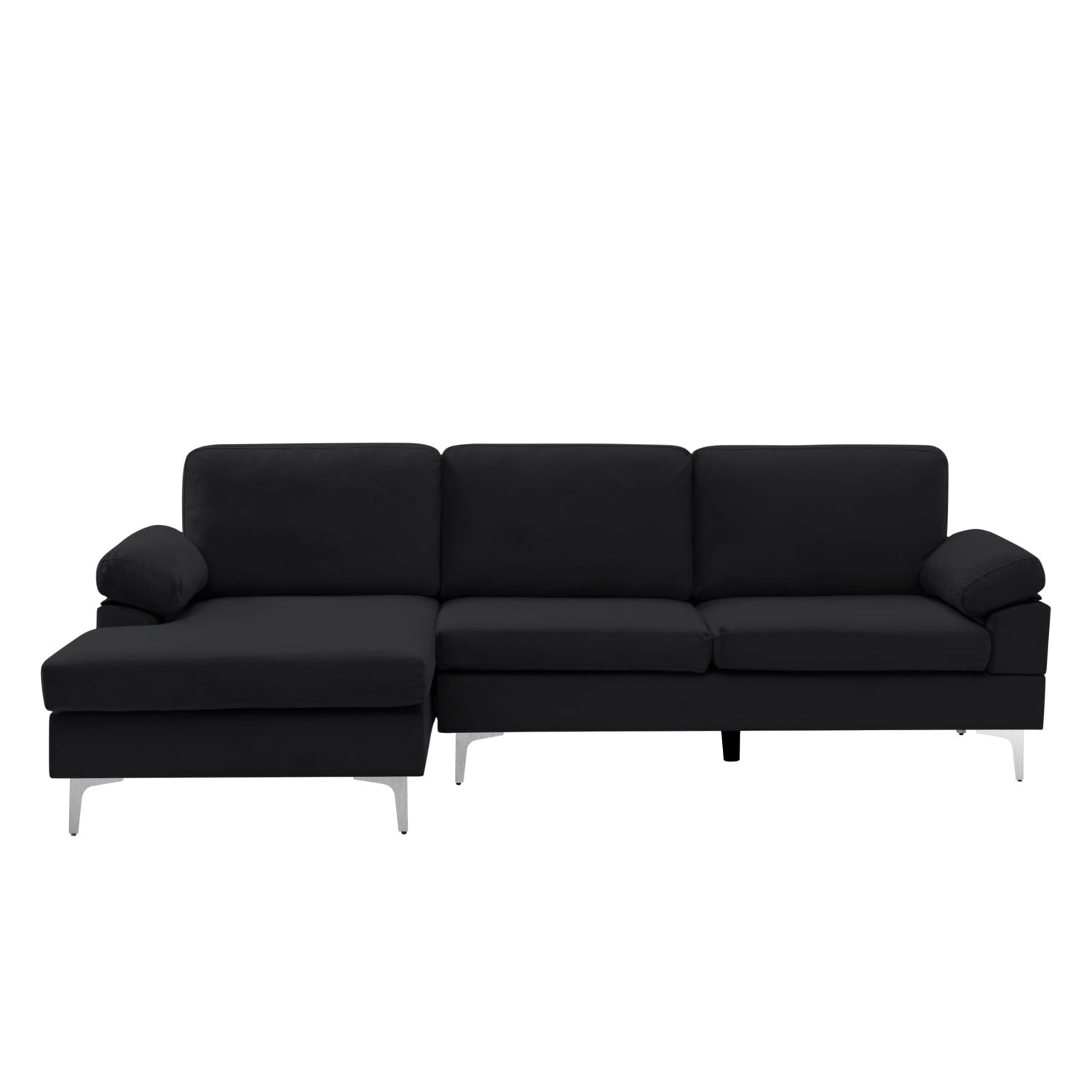 Kadyn Sectional Sofa, 103.5 " Modern L-Shaped Sofa with Metal Legs, Velvet Sectional Sofa Set for Apartment, Black Kadyn Sectional Sofa, 103.5 " Modern L-Shaped Sofa with Metal Legs, Velvet Sectional Sofa Set for Apartment, Black