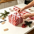 thumbnail image 4 of Xuniizn Christmas Wrapping Paper 9.8ft, Red White Diagonal Stripe Glossy Gift Wrap, Thickened Tear Resistant Holiday Wrapping Paper for Christmas, Party & Family Gifts, 4 of 6