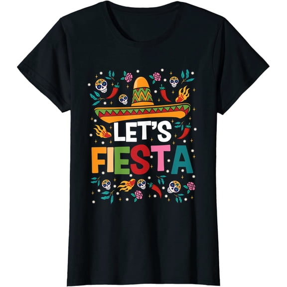 Let's Fiesta Cinco De Mayo Mexican Theme Party Guitar Lover T-Shirt