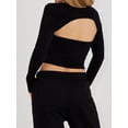 thumbnail image 4 of Trendy Women’s 2 Piece Long Sleeve Shrug Set Strapless Bandeau Tube Y2K Crop Tops, 4 of 5