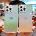 thumbnail image 2 of for iPhone 15 Pro Bling Glitter Case, Cute Heart Gradient Laser Holographic Iridescent Clear Case with Camera Lens Cover Protective Soft Shockproof Phone Cover for Women Girls (Black Heart), 2 of 11