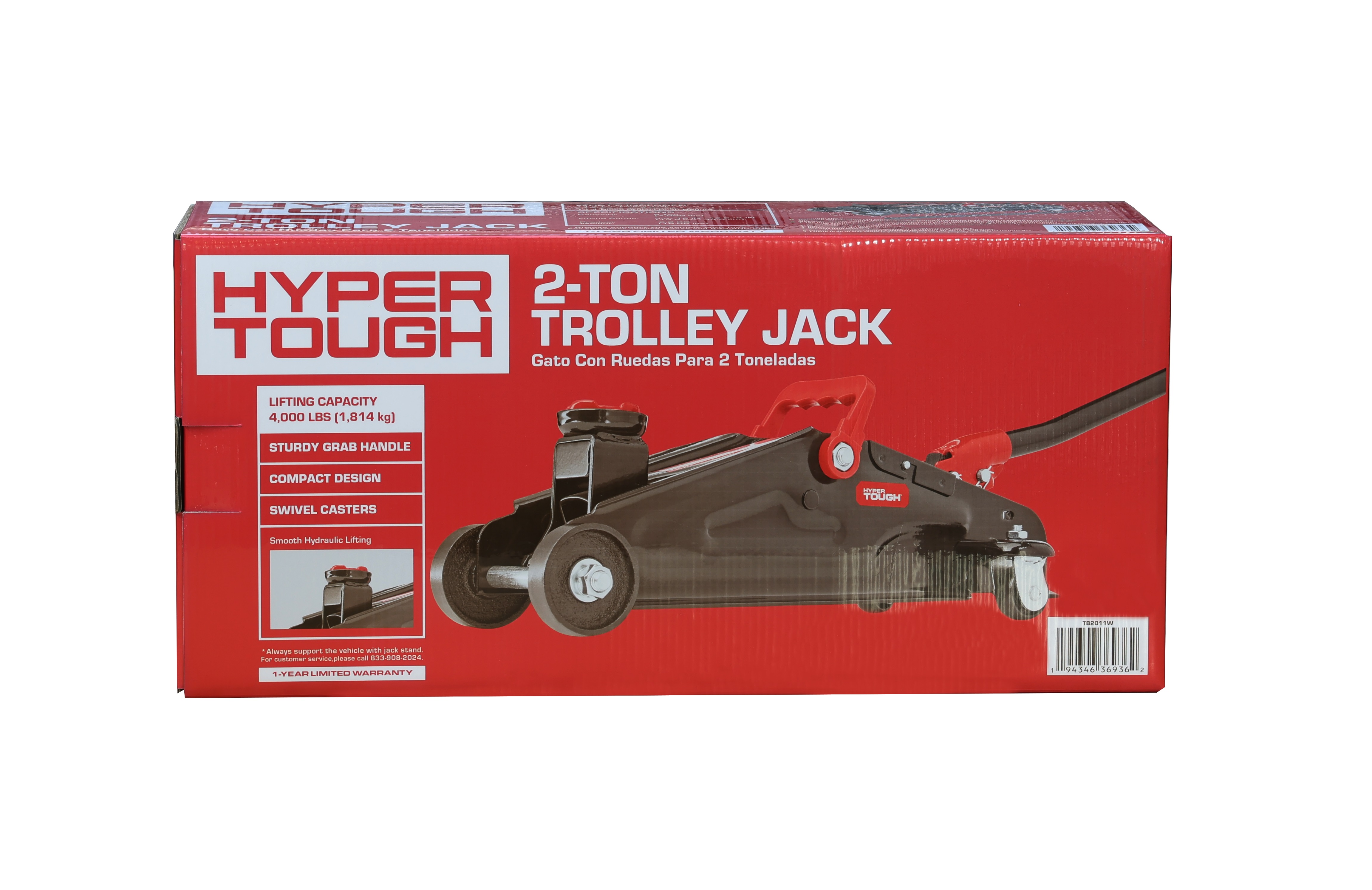 HYPER TOUGH T82011W TROLLEY JACK, WORK FOR SEDAN AND COUPE, 2 TON BLACK