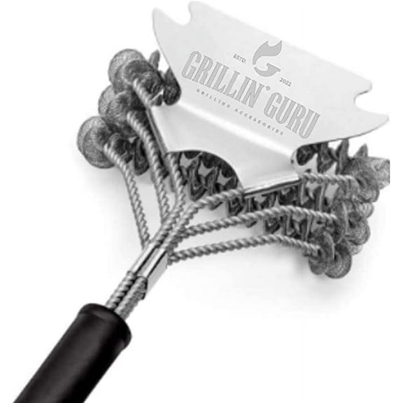Grillin' Guru Grill Brush and Scraper Safe BBQ Brush 18'' Stainless Grill Grate Cleaner