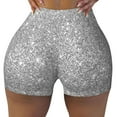 thumbnail image 2 of Daiia GlitterSilver Pattern Women's Workout Shorts Biker Shorts - High Waisted Workout Spandex Tummy Control Gym Running Yoga Shorts-XX-Large, 2 of 8