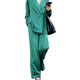thumbnail image 3 of Txlixc Traje de 2 piezas para mujeres, cuello de solapa, manga larga, chaqueta de doble fila + pantalones de piernas anchas Txlixc moda, 3 of 9