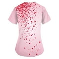 thumbnail image 2 of Valentine's Day Working Uniform Shirts for Women Love Heart Printed V-Neck Breathable T-Shirts Short Sleeve Professionals Soft Stretch Workwear Shirt with Pockets light pink 3X-Large, 2 of 4