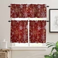 thumbnail image 2 of Christmas Snowflake Kitchen Curtains and Valances Set, Red Gold Watercolor Decoration Rod Pocket Window Valance 18 Inch Window Curtain Panels for Living Room Bedroom Laundry, 27.5x36in, 3 Pieces, 2 of 7