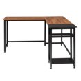 thumbnail image 3 of Hassch Computer Desk with Shelves 55" L Shaped Table Writing Desk Workstation for Home Office, Retro Color & Black, 3 of 10